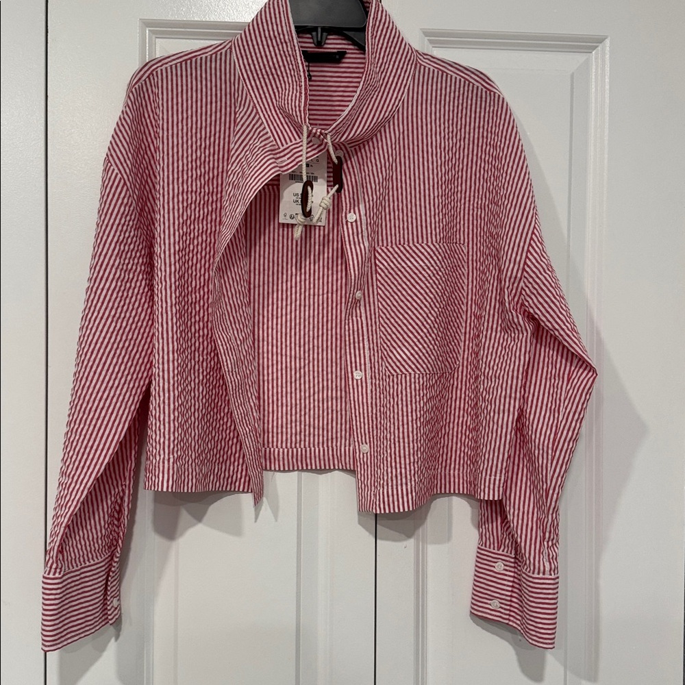 Zara Red and White Striped Shirt